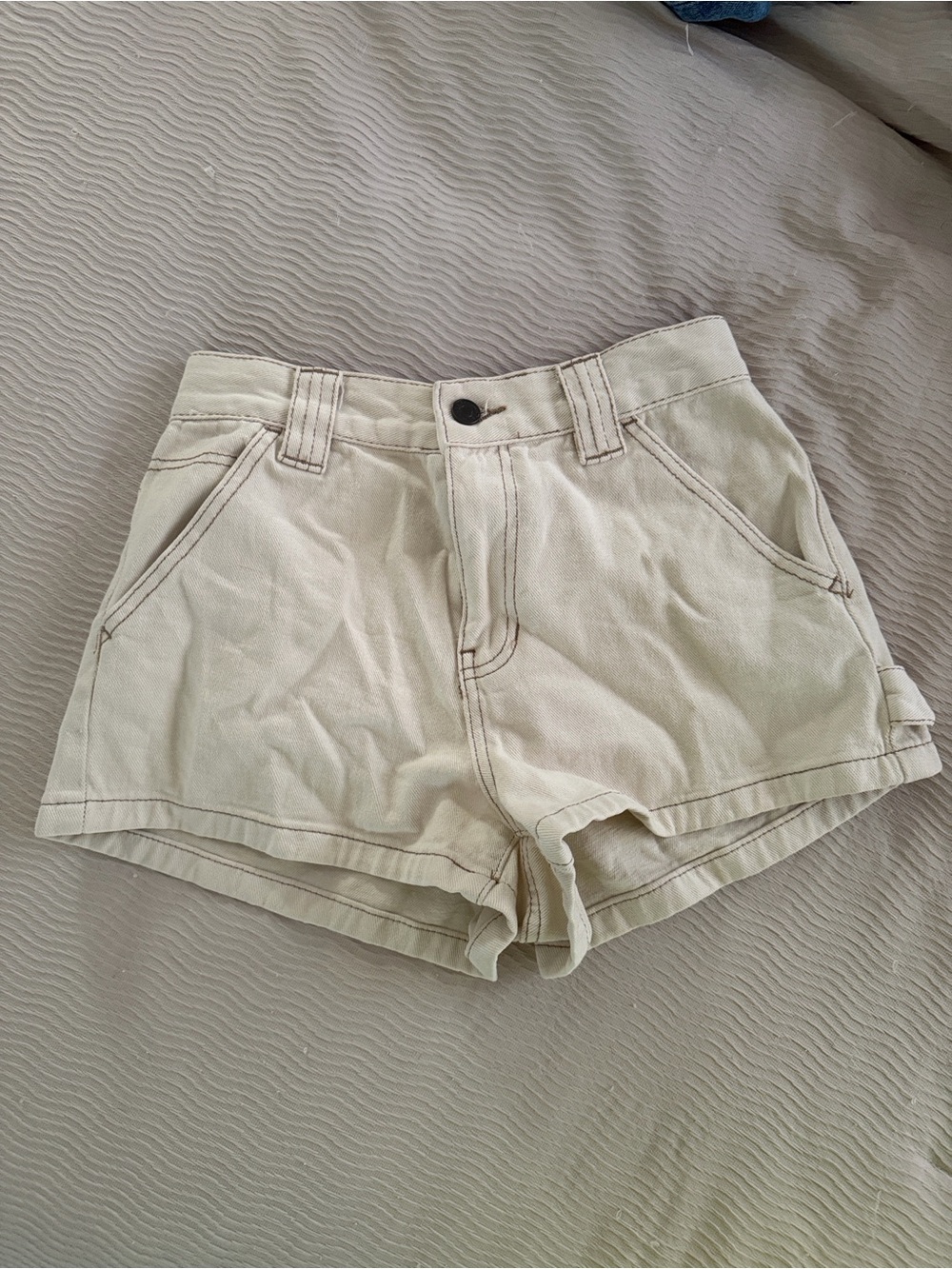 PacSun Light Cream High-Rise Denim Shorts